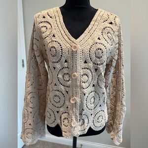 POL Crochet Cardigan in tan OS; Boho